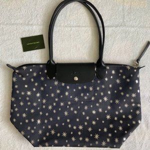 Longchamp Bag - Navy w Stars, Large